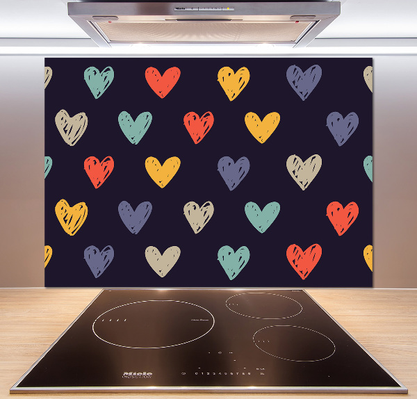 Kitchen splashback Colorful hearts