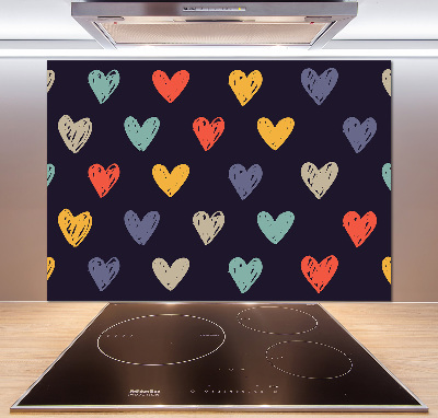 Kitchen splashback Colorful hearts