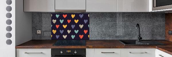 Kitchen splashback Colorful hearts