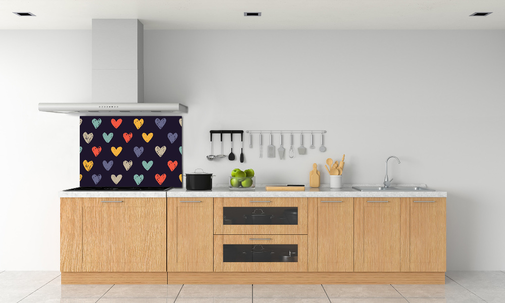 Kitchen splashback Colorful hearts