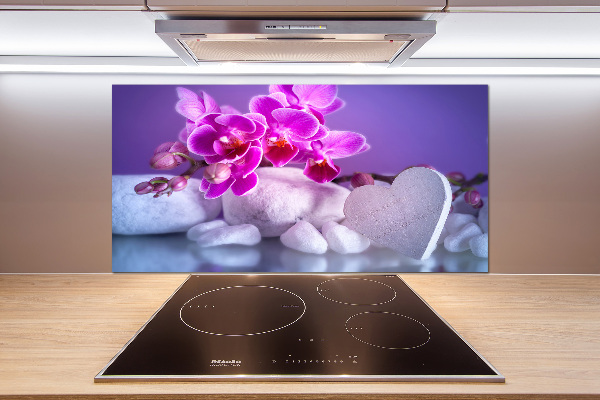 Cooker splashback Orchid and heart