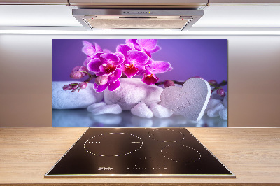 Cooker splashback Orchid and heart