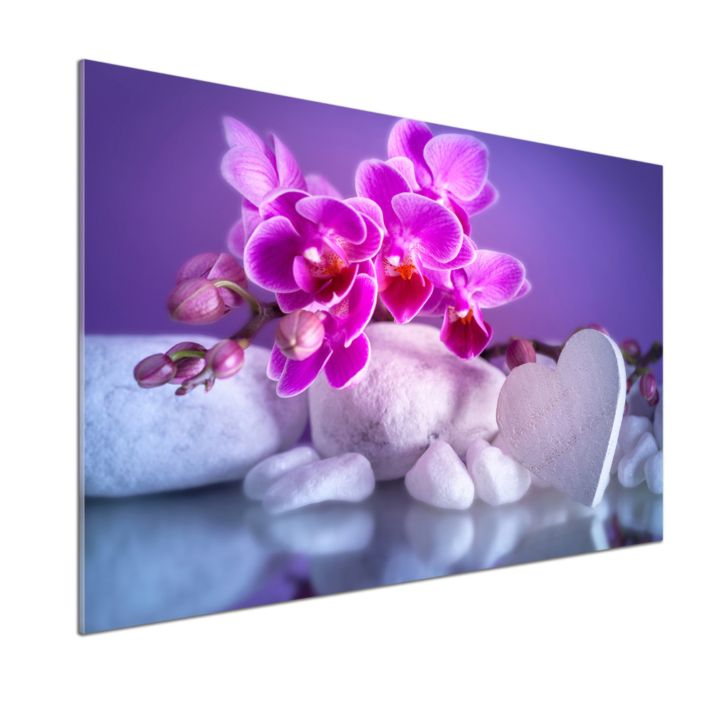 Cooker splashback Orchid and heart