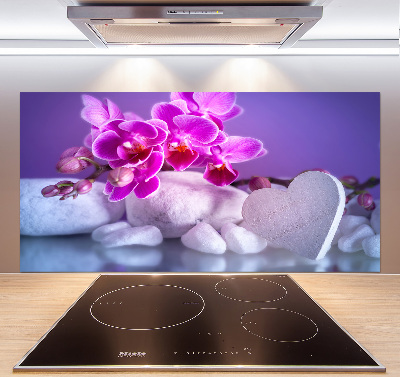 Cooker splashback Orchid and heart