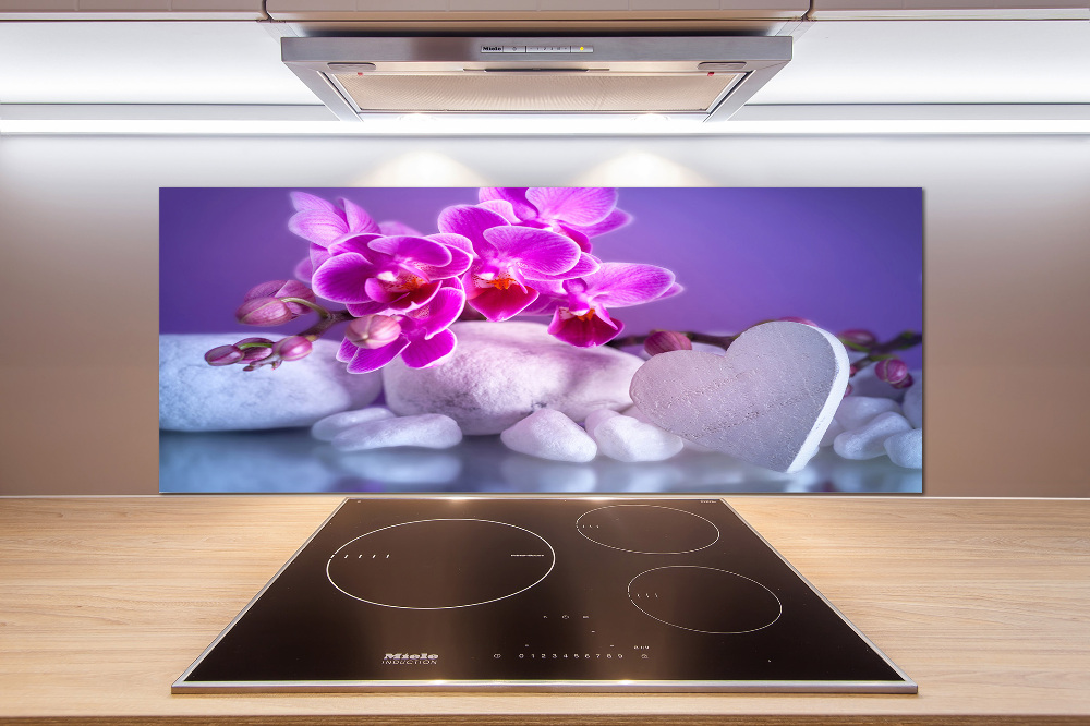 Cooker splashback Orchid and heart