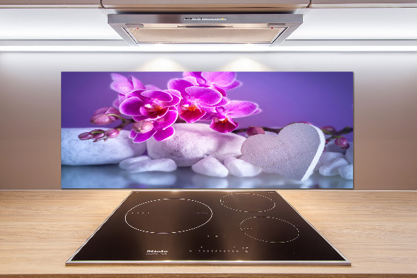 Cooker splashback Orchid and heart