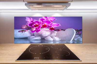 Cooker splashback Orchid and heart