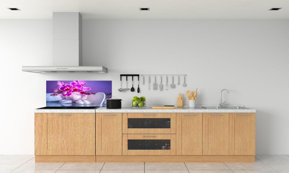 Cooker splashback Orchid and heart