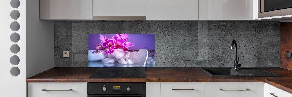 Cooker splashback Orchid and heart