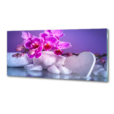 Cooker splashback Orchid and heart