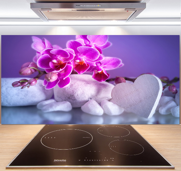 Cooker splashback Orchid and heart