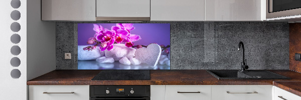 Cooker splashback Orchid and heart