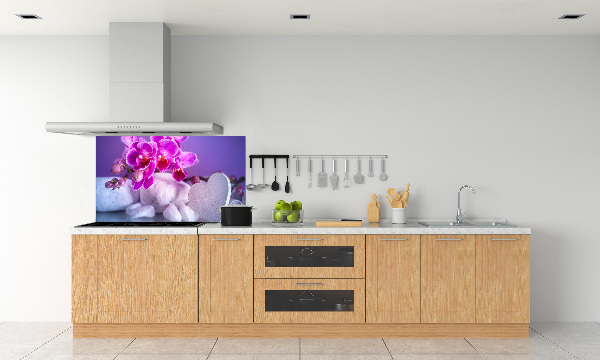 Cooker splashback Orchid and heart