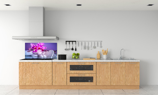 Cooker splashback Orchid and heart