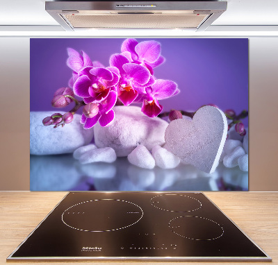 Cooker splashback Orchid and heart