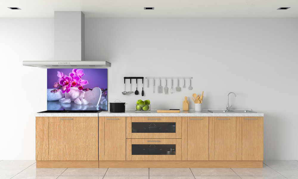 Cooker splashback Orchid and heart