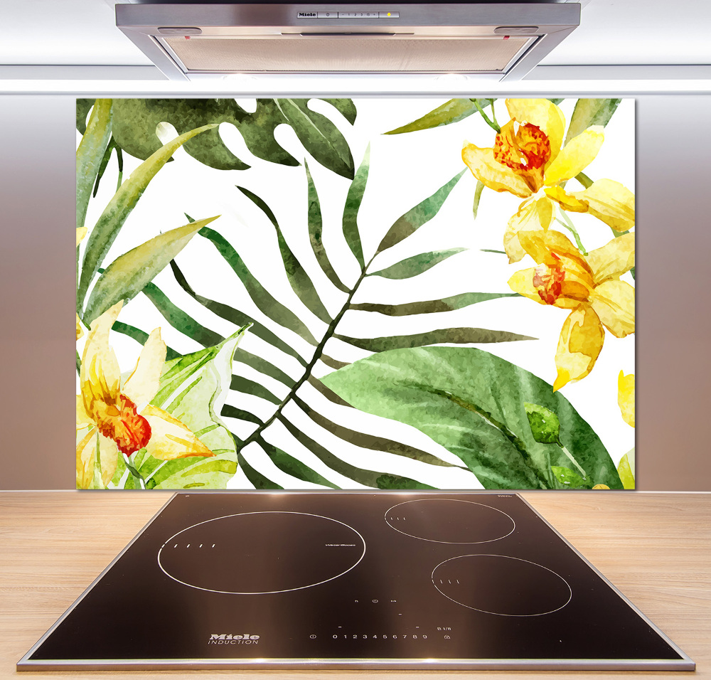 Cooker splashback Tropical flowers