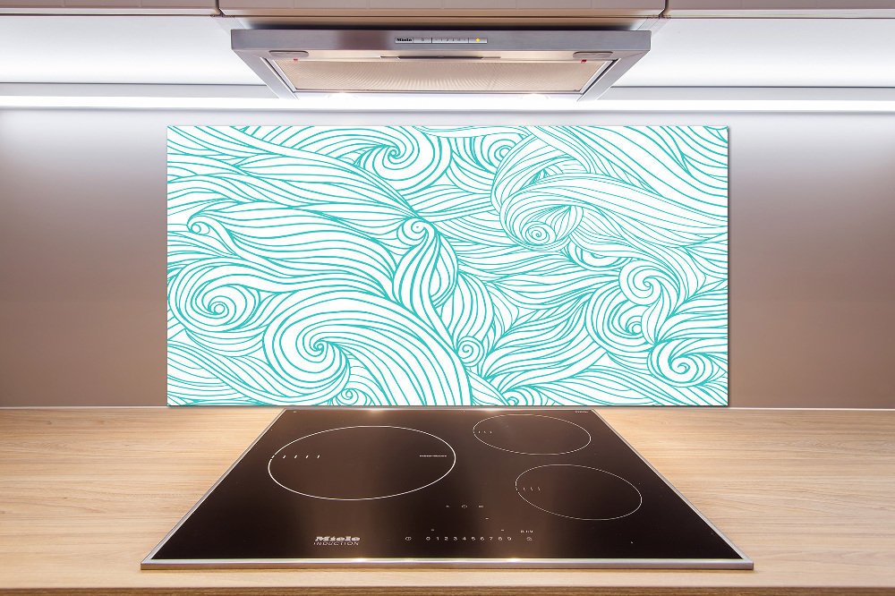 Kitchen splashback Blue waves