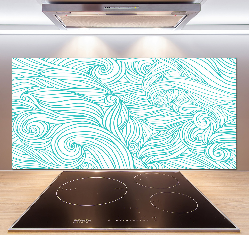 Kitchen splashback Blue waves