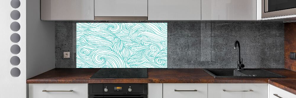 Kitchen splashback Blue waves