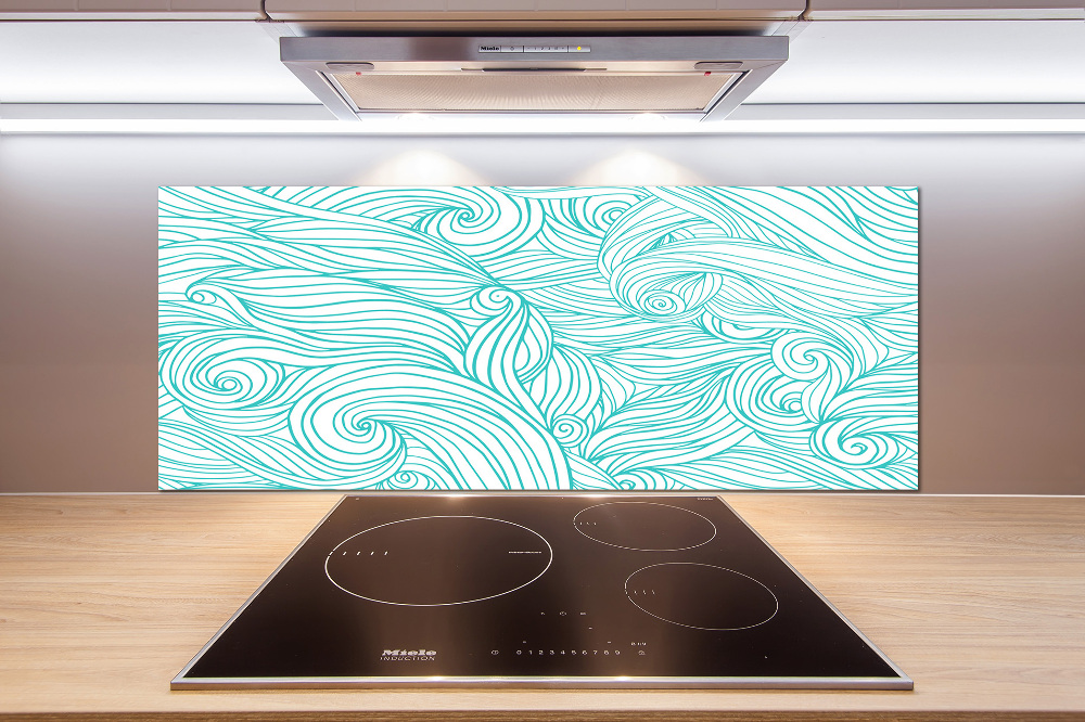 Kitchen splashback Blue waves