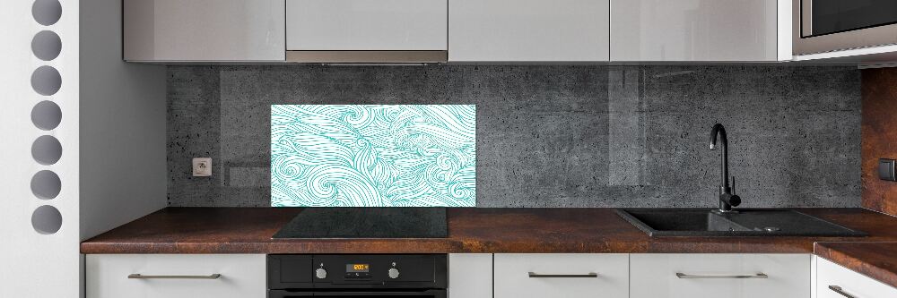 Kitchen splashback Blue waves