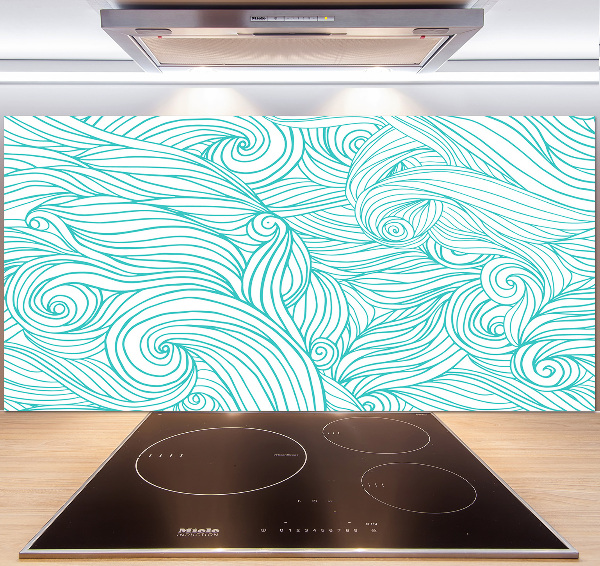 Kitchen splashback Blue waves