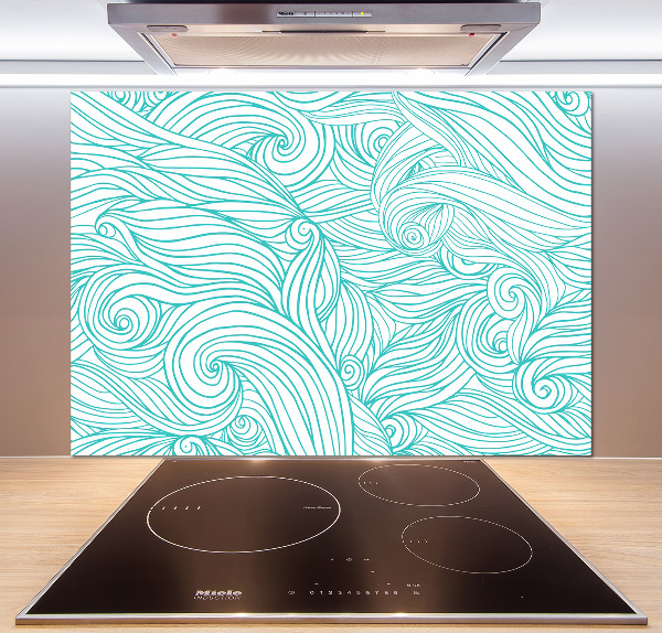 Kitchen splashback Blue waves