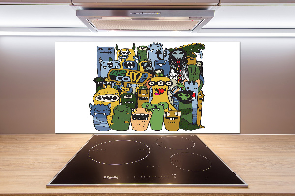 Glass splashback Crazy monsters