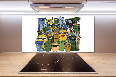 Glass splashback Crazy monsters