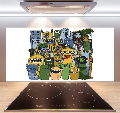 Glass splashback Crazy monsters