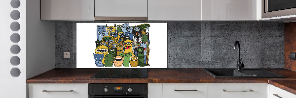 Glass splashback Crazy monsters