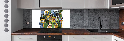 Glass splashback Crazy monsters