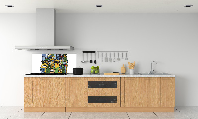 Glass splashback Crazy monsters