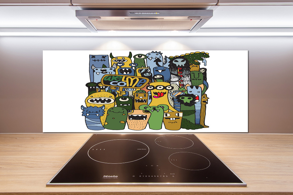 Glass splashback Crazy monsters