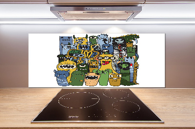 Glass splashback Crazy monsters