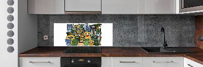 Glass splashback Crazy monsters