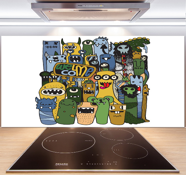 Glass splashback Crazy monsters