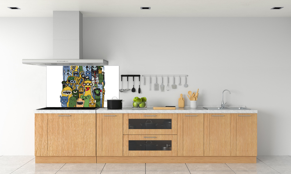 Glass splashback Crazy monsters