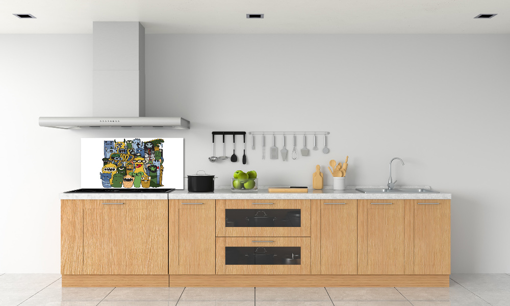 Glass splashback Crazy monsters