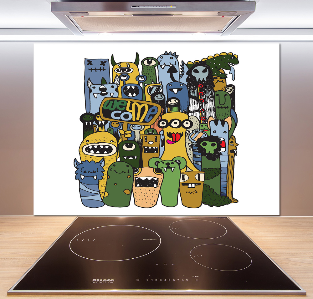 Glass splashback Crazy monsters