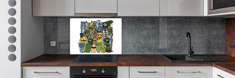 Glass splashback Crazy monsters