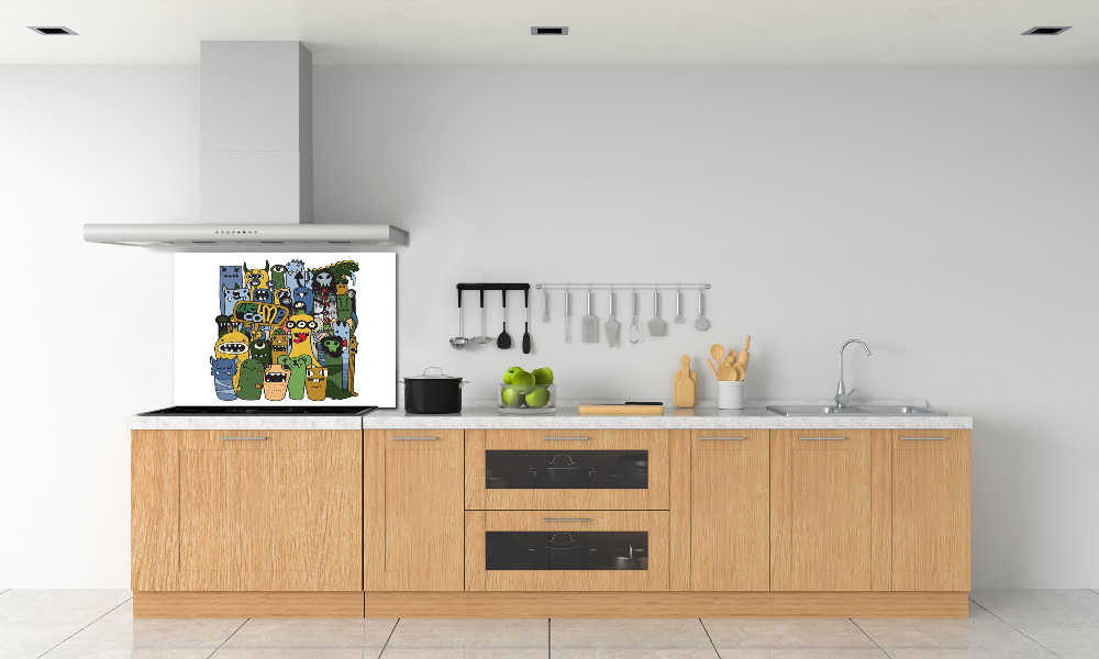 Glass splashback Crazy monsters