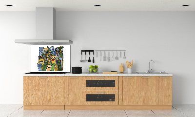 Glass splashback Crazy monsters