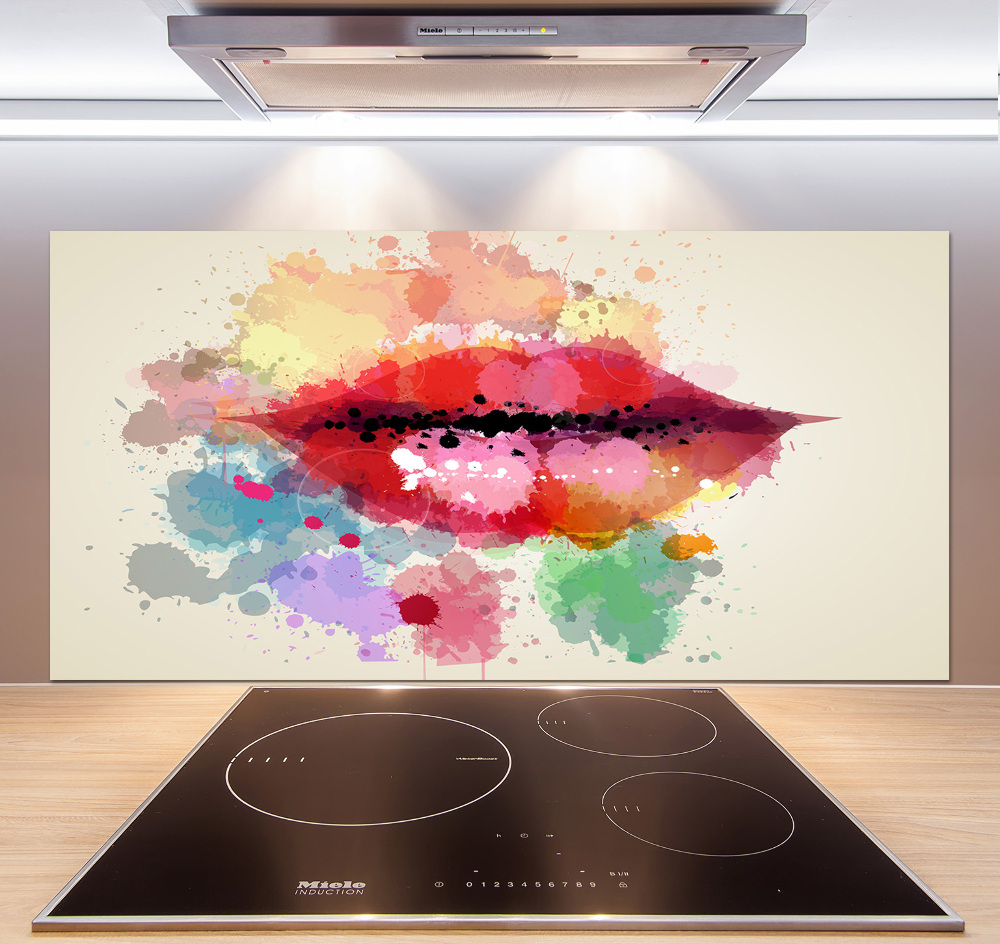 Kitchen splashback Colorful lips