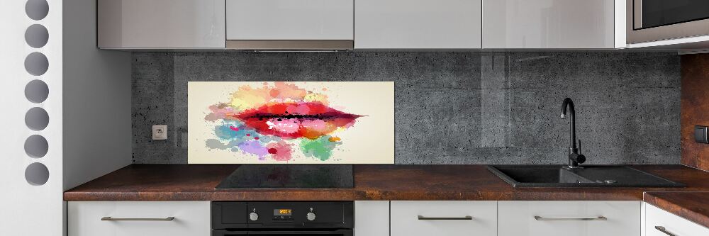 Kitchen splashback Colorful lips