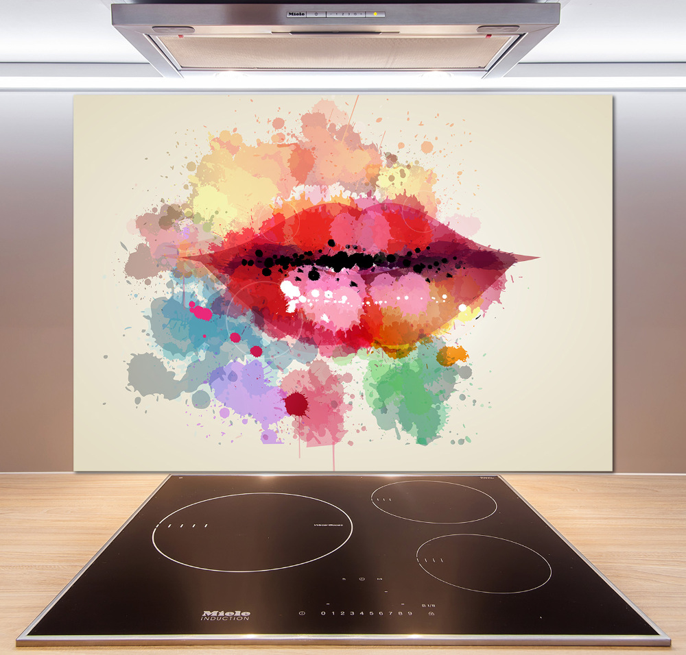 Kitchen splashback Colorful lips