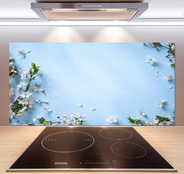 Cooker splashback Cherry background flowers