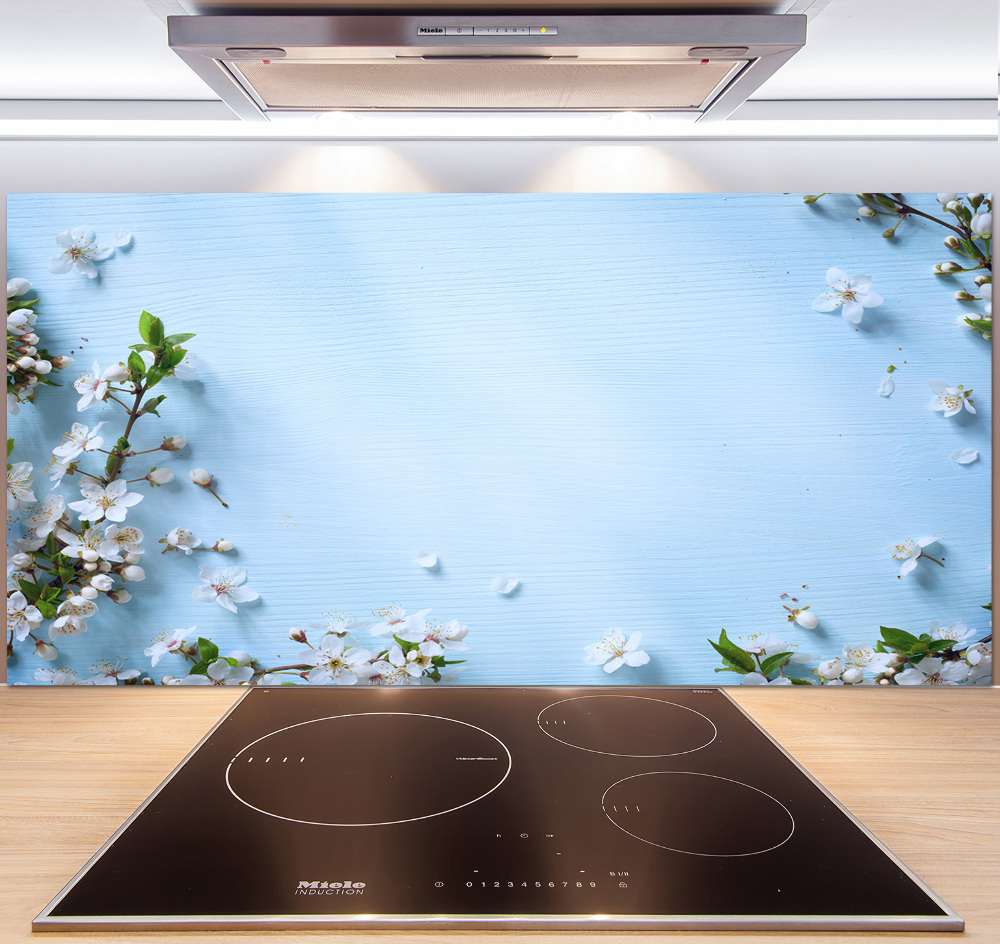 Cooker splashback Cherry background flowers