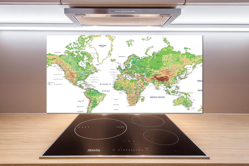 Cooker splashback world map